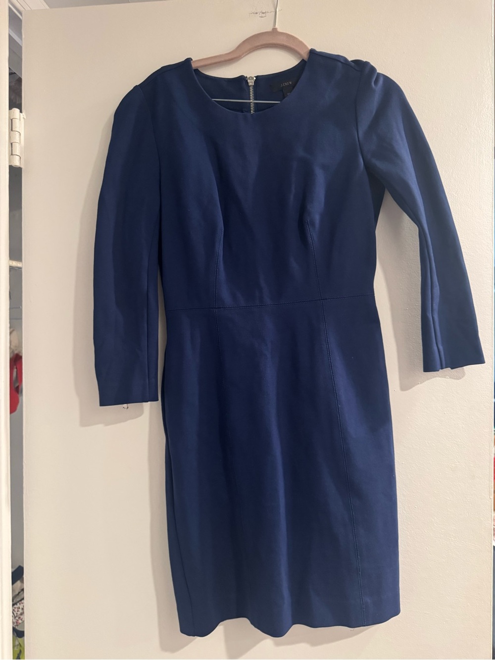 Petite Business casual J. Crew Navy Long Sleeve Sheath Dress, size 2P